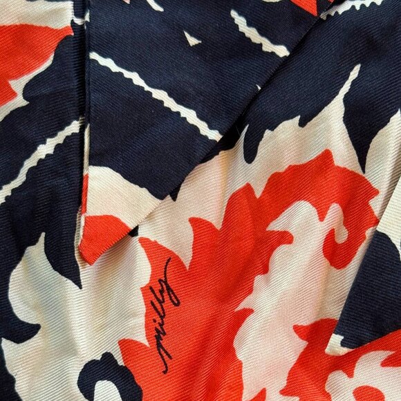 Milly 100% Silk Floral Tie-Neck Blouse Size 6 - Picture 7 of 11